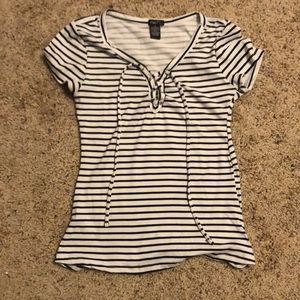 Striped lace up top